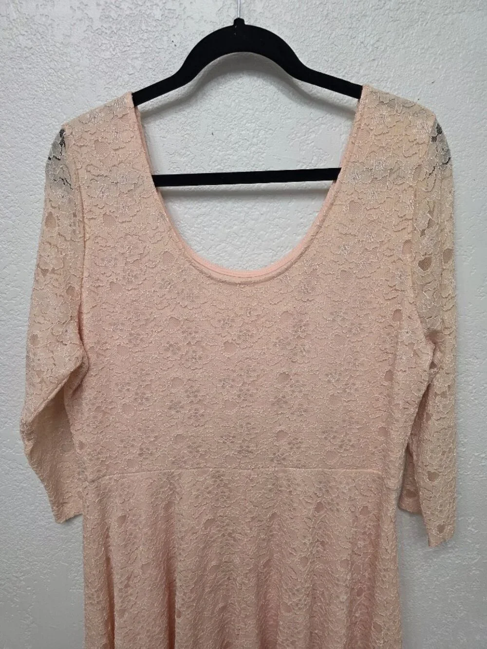 Maitai Blush Pink Lace Long Sleeve Dress Size 2X NWOT Skater
